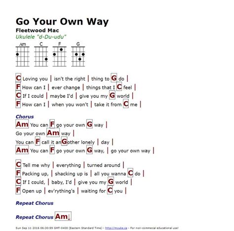 chords to go your own way|go your own way guitar chords.